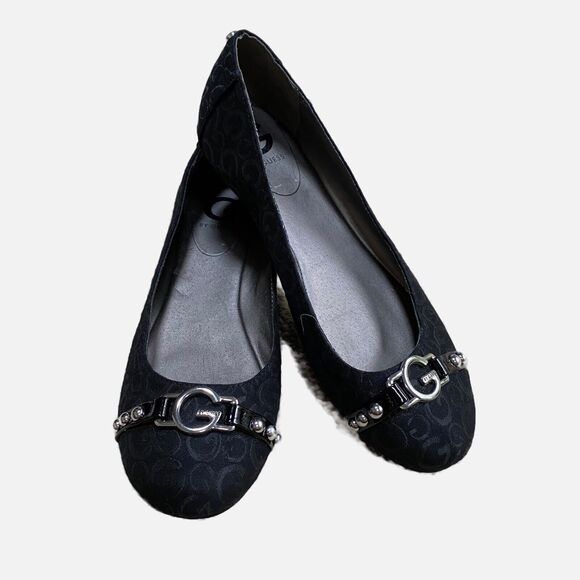 Guess Brand Slip On Casual Shoes US size 8M Flats with Silver Logo Buckle Detail - Picture 6 of 11